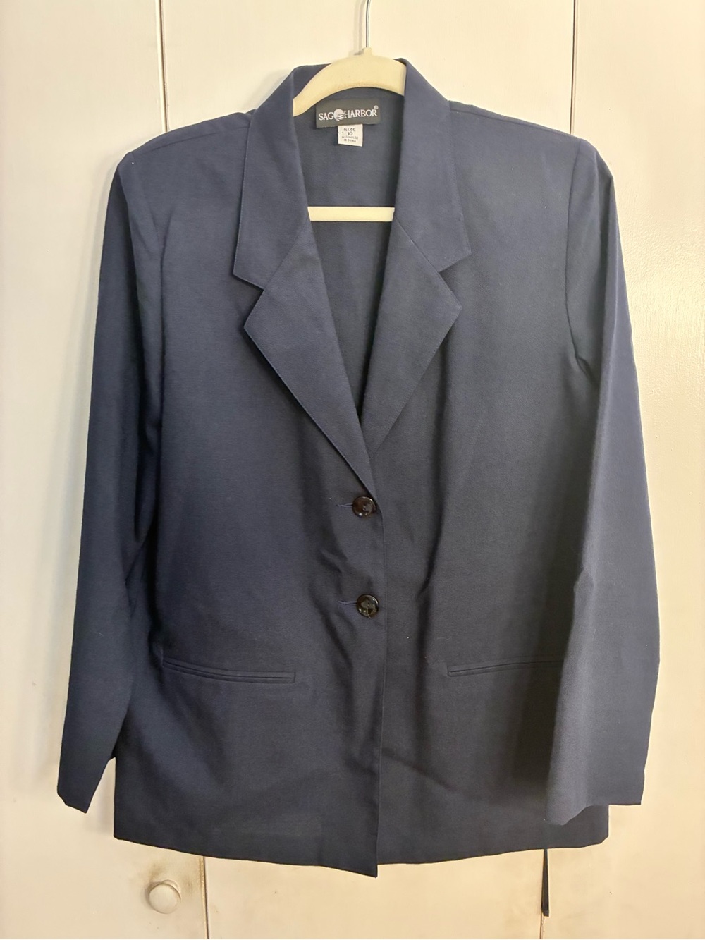 SAG HARBOR Navy Blazer Single Breast 10 Lightweight Corp Core Academia Office